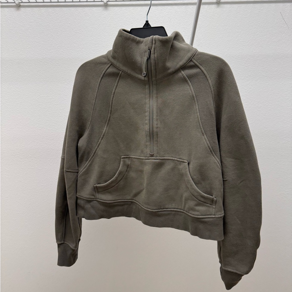 Lululemon Athletica 
Scuba Oversized Funnel-Neck Half Zip Army Green